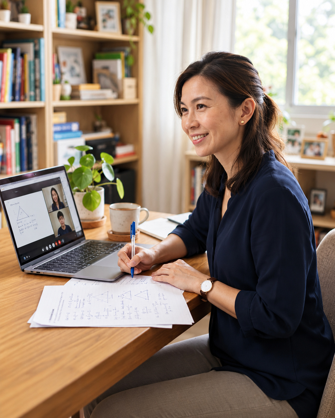 Tutor preparing an online lesson